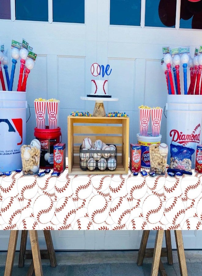 PTECDROTS 4 Pcs Baseball Tablecloths, Rectangular Baseball Pattern Table Cloth Disposable Party Decorations Table Covers for Boys Sports Event Birthday Party Supplies, 51x86 Inch - Image 4